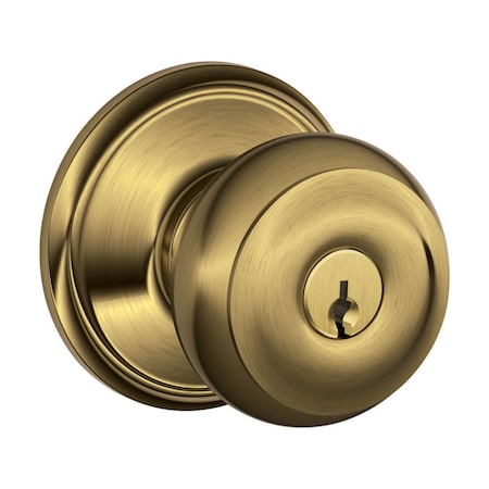 Schlage Schlage Georgian Antique Brass Entry Door Knob 1-3/4 in. F51VGEO609